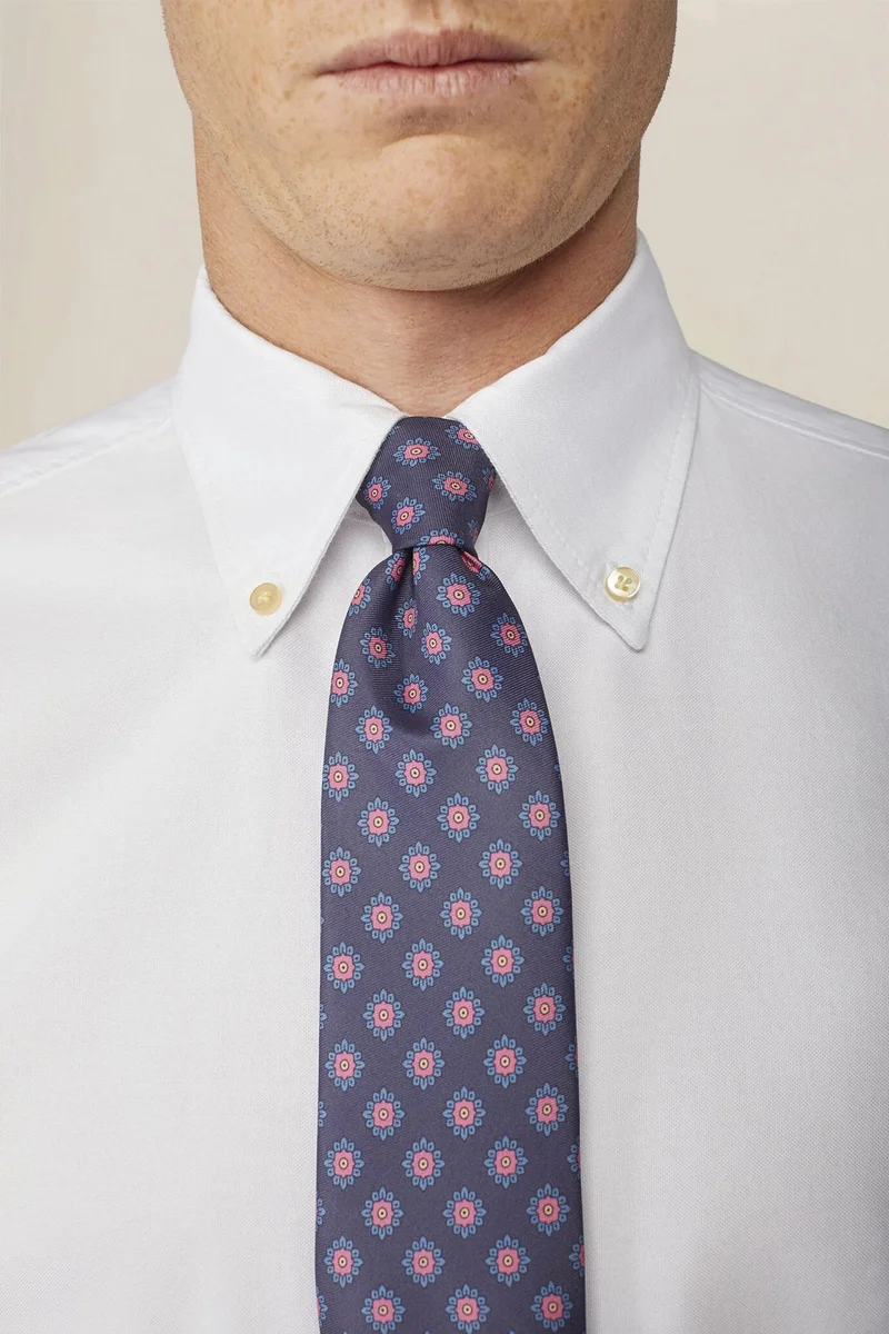 Men's tie with diamond print - DK Blue