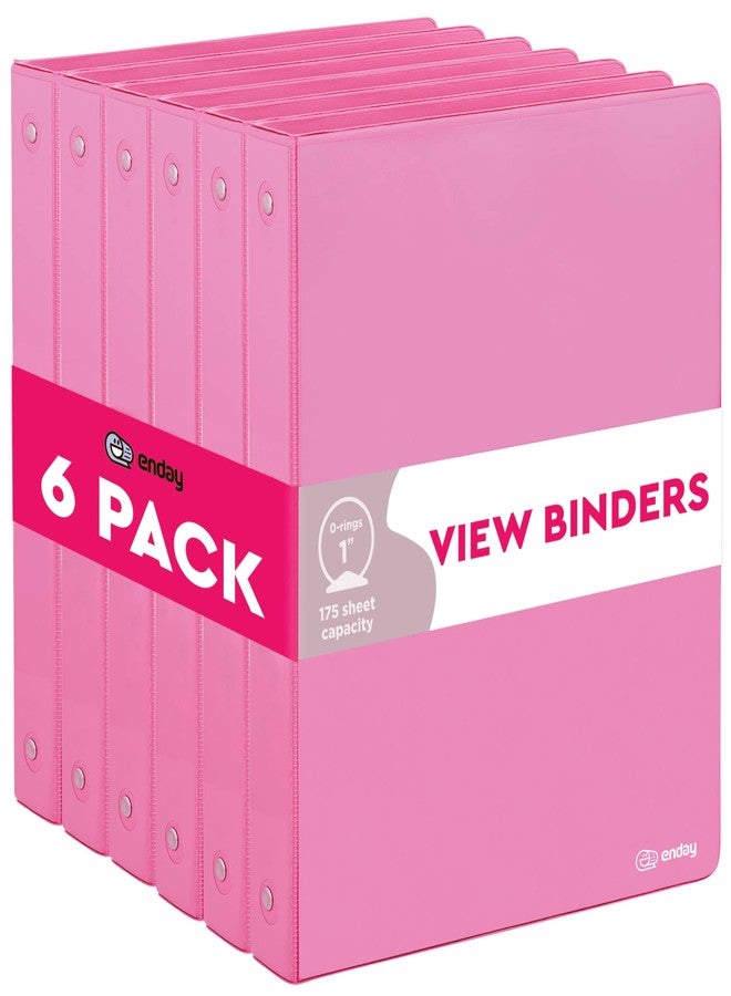 Enday 1 Inch Binder (6 Pack - Pink) 3 Ring Binder 1 inch with Clear View Cover and 2 Inside Pocket - for Letter Size 8.5 x 11'' Paper, Ideal for School Supplies, Office, and Home - Image 2