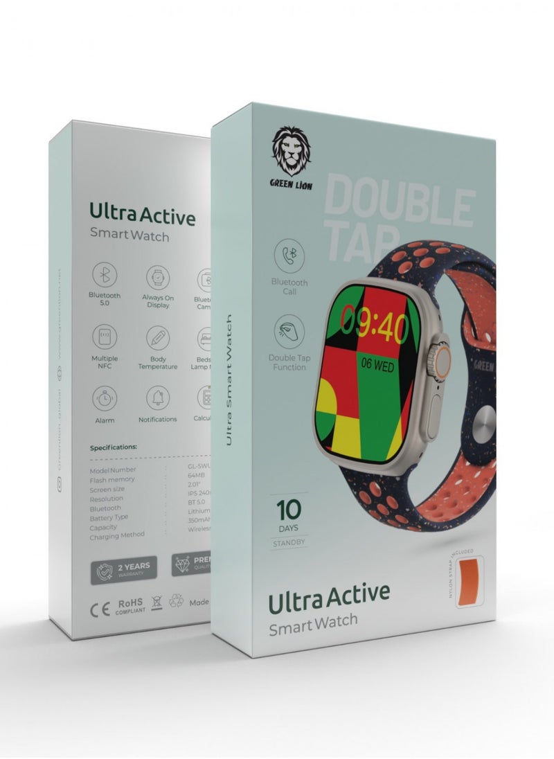 GREEN LION - Ultra Active Smart Watch 2.16 inch Display- Titanium -Blue Flame Nike Sport+ Nylon Orange - Image 1