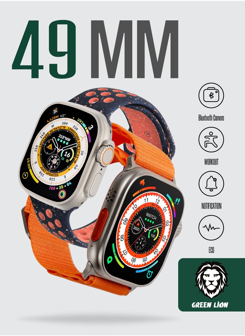 GREEN LION - Ultra Active Smart Watch 2.16 inch Display- Titanium -Blue Flame Nike Sport+ Nylon Orange - Image 1