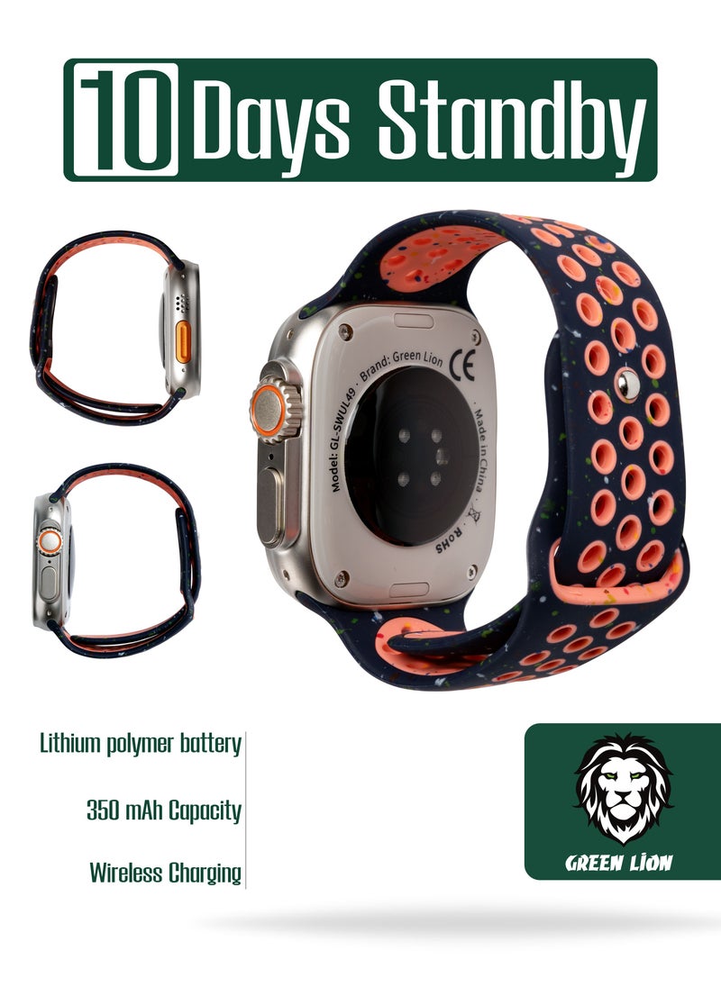 GREEN LION - Ultra Active Smart Watch 2.16 inch Display- Titanium -Blue Flame Nike Sport+ Nylon Orange - Image 1
