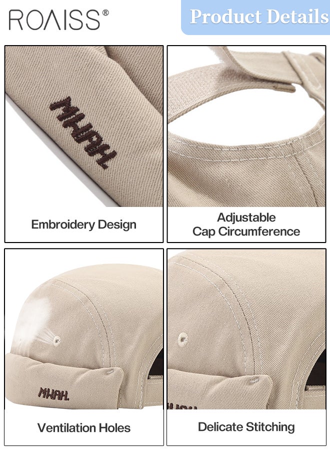roaiss 2Pcs Cotton Vintage Dome Cap, Men's Adjustable Beanie Docker Hat, Handsome Street Hip Hop Hat for Men and Women, Fashionable Casual Cuff Skullcap - Image 3