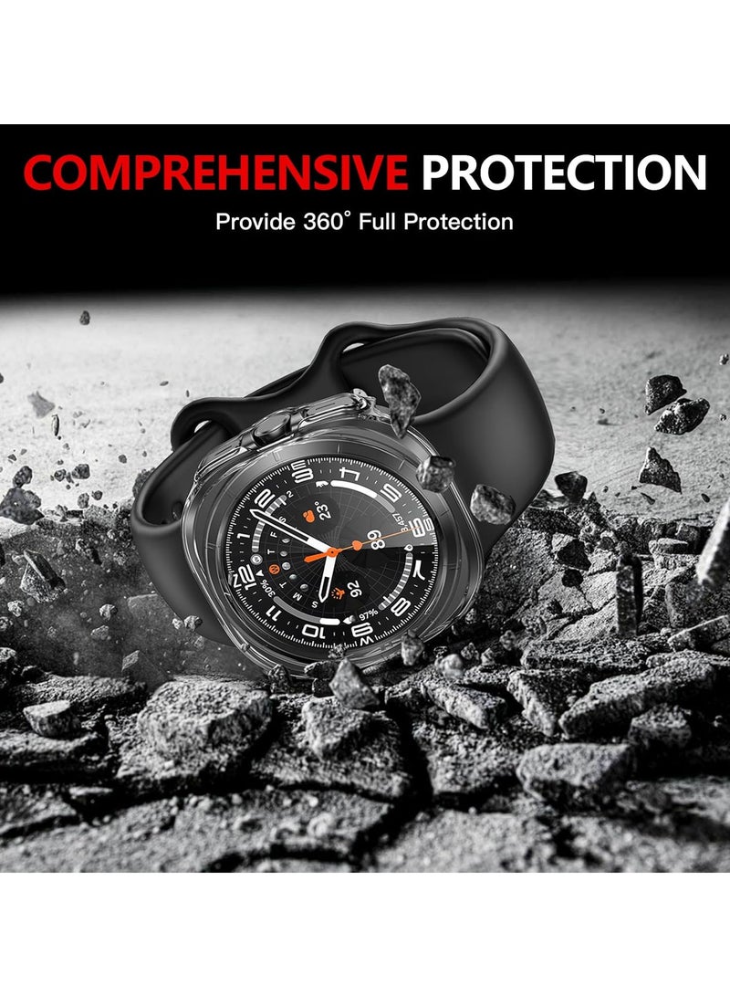Hard PC Screen Protector Case for Samsung Galaxy Watch 7 Ultra 47MM,Anti-Slip Ultra-thin Scratch Resistant Cover with Tempered Glass for Galaxy Watch 7 Ultra 47MM,Clear - Image 5