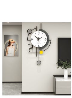 Y&D Large Wall Clocks for Living Room Decor Modern Pendulum Wall Clock Silent Quartz Battery Operated Non-Ticking for Bedroom Kitchen Office 24inch Black Metal Deer Clock Wall Decor for Home Indoor  - Image 3