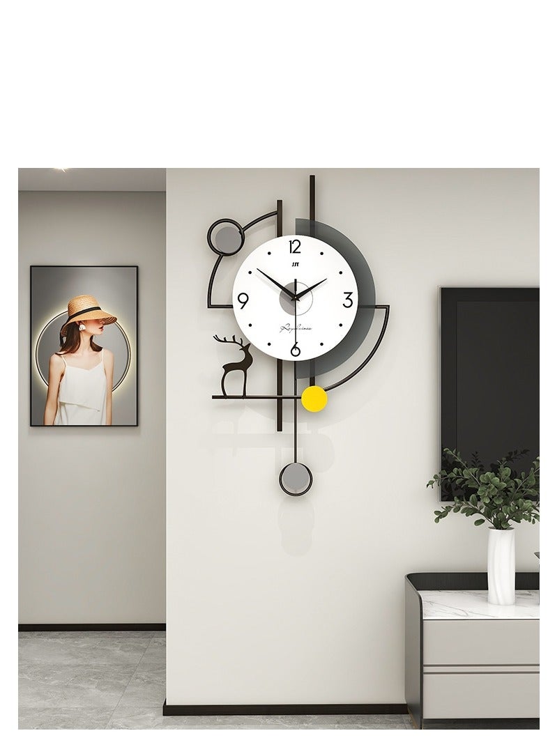 Y&D ساعات حائط كبيرة لديكور غرفة المعيشة، ساعة حائط بندول حديثة، بطارية كوارتز صامتة تعمل غير موقوتة لغرفة النوم، المطبخ، المكتب، 24 بوصة، ساعة غزال معدنية سوداء، ديكور حائط للمنزل الداخلي - Image 3