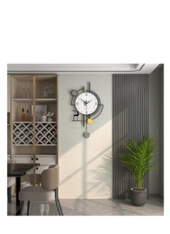 Y&D Large Wall Clocks for Living Room Decor Modern Pendulum Wall Clock Silent Quartz Battery Operated Non-Ticking for Bedroom Kitchen Office 24inch Black Metal Deer Clock Wall Decor for Home Indoor  - Image 4