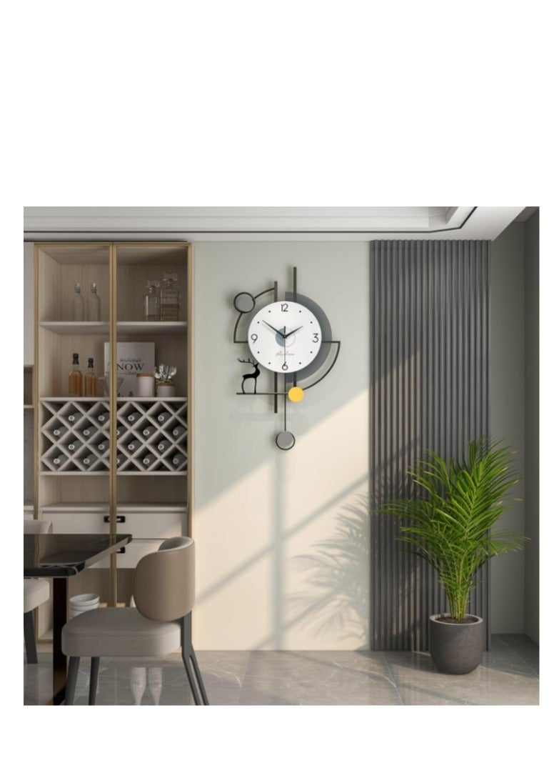 Y&D ساعات حائط كبيرة لديكور غرفة المعيشة، ساعة حائط بندول حديثة، بطارية كوارتز صامتة تعمل غير موقوتة لغرفة النوم، المطبخ، المكتب، 24 بوصة، ساعة غزال معدنية سوداء، ديكور حائط للمنزل الداخلي - Image 4