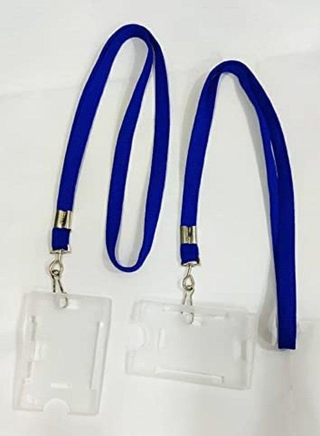 JSMSH حامل بطاقة هوية JSMSH مع حبل تعليق | حامل بطاقات قابل للسحب عموديًا وأفقيًا مع حبل تعليق للاستخدام في المكاتب والمدارس والكليات (أزرق، عبوة من قطعتين) - Image 1