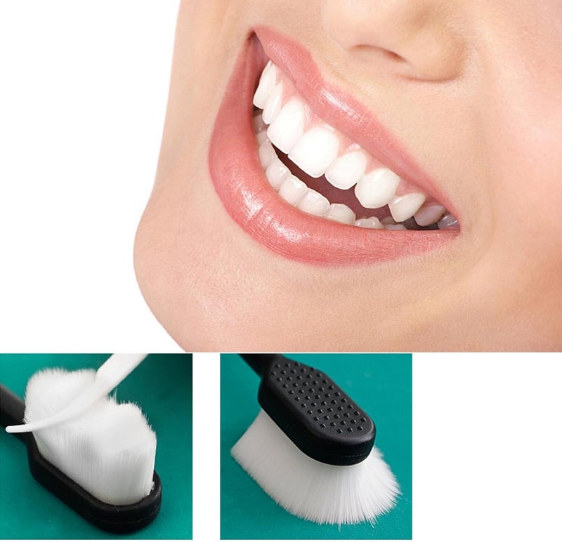 strrng 6 Pcs Micro Nano Toothbrushes, with 20000 Bristles Sterile Fiber Soft Toothbrush, Soft Bristle Toothbrush, for Fragile Gums Adult and Children for Sensitive Teeth(White, Black, Pink, Green) - Image 4