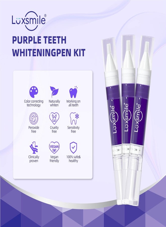 Luxsmile أقلام جل تبييض الأسنان V34، مبيض أسنان بنفسجي، غير حساس، يحتوي على 25% بيروكسيد الكارباميد، مصحح لون الأسنان، (3 × 4 مل / قلم) - Image 4