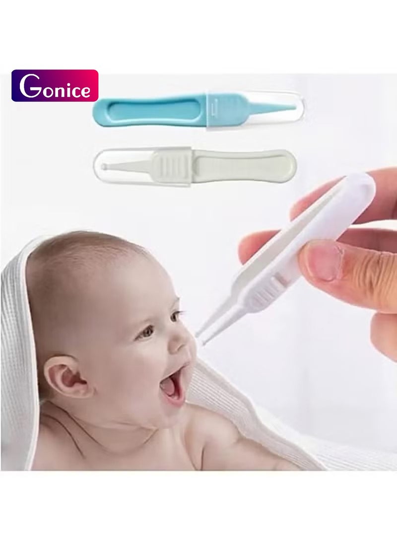 Gonice Nose Cleaning Tweezer, Plastic Round-Head Baby Ear Nose Navel Cleaner Clip Tool, Pack of 2  - Image 1