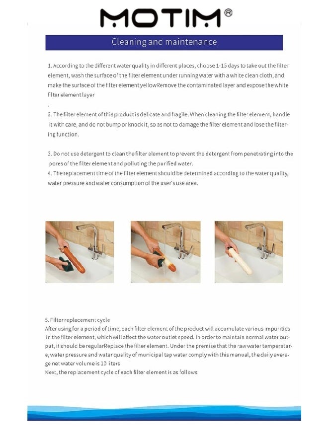 Motim Ceramic Water Filter System for Kitchen Faucet Clear Long-Lasting Water Purifier Water Filter Dispenser Reduces Most of Heavy Metals Bad Taste & Outdoor - Image 4