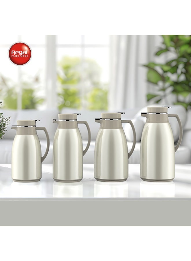 ريجال من Ripple – ترمس ستانلس ستيل باللون الأبيض اللؤلؤي | إبريق فاكيوم حراري ببطانة زجاجية | لحفظ المشروبات الساخنة والباردة - Image 2