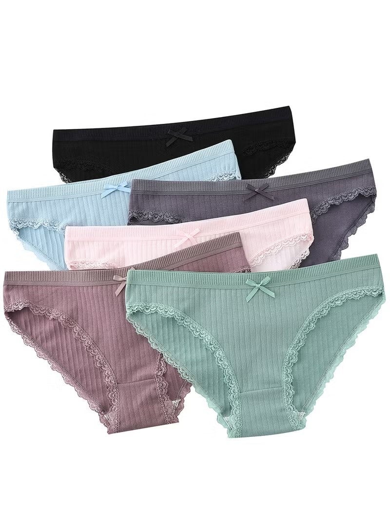 6-Piece Cotton Bikini Breathable Panties Low Waist Fashionable Ladies Panties - Image 1