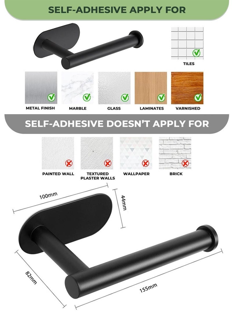 WangPangZi Matte Black Stainless Steel Toilet Paper Holder Self Adhesive Rustproof 304 Thicken Toilet Roll Holder Wall Mounted No Drilling for Bathroom Kitchen Washroom Restroom Everyday Use - Image 2