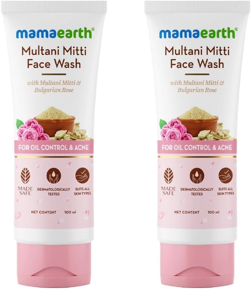 Multi item matching Multani Mitti Face Wash with Multani Mitti & Bulgarian Rose For Oil Control & Acne|Suits All Skin Types|Hydrating & Gentle|Paraben-Free|No Silicones|Sulphate-Free|For Men & Women|100 ml x 2 Trusted all-purpose quality - Image 1