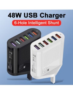 WAIKIL Usb Wall Charger, 48w 6-Port Charging Head Charger Plug Multi-Port For Iphone 15 14 13 12 11 Pro Max Xs Xr 8 7, Ipad, Samsung Phones, Tablets, Mobile Power, Travel Must-Have  - Image 2
