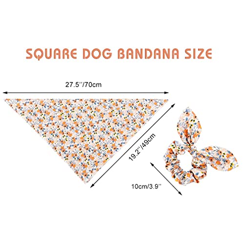 E-Clover Dog Bandanas & Matching Scrunchie Set Cute Flower Dog Scarf Bibs Girl Pet Bandana with Bow Tie for Medium Large Dogs Owner Mom Spring - Image 4