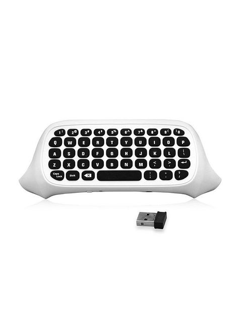 2.4G Wireless Mini Chatpad Keyboard with 3.5mm Audio Jack Chat Message Keypad Replacement for XBox One/Slim/Elit Controller White