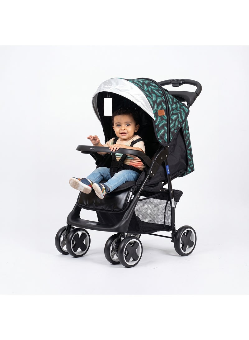 infinity Baby Stroller comfortably Foldable, One-Handed, 5-Point Safety Belts, Fits up to 30 kg_green
