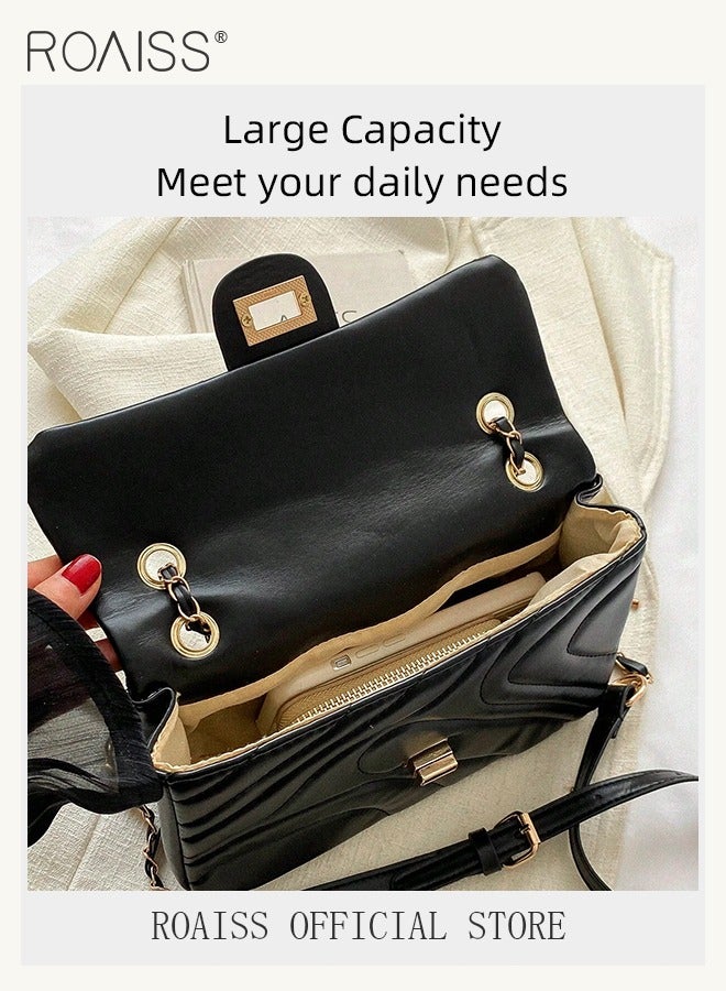رويس حقيبة كروس بودي أنيقة للنساء، حقيبة كتف متعددة الاستخدامات مع قفل دوار وحزام سلسلة قابل للتعديل، حقيبة كروس بودي متعددة الوظائف، مثالية للاستخدام اليومي والعمل والمواعدة والأنشطة الخارجية - Image 3