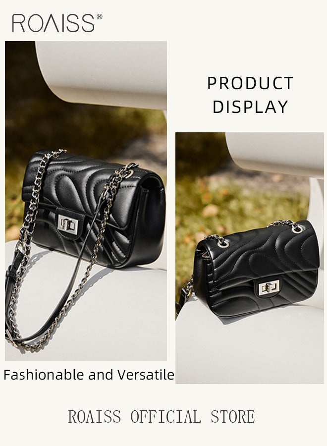 رويس حقيبة كروس بودي أنيقة للنساء، حقيبة كتف متعددة الاستخدامات مع قفل دوار وحزام سلسلة قابل للتعديل، حقيبة كروس بودي متعددة الوظائف، مثالية للاستخدام اليومي والعمل والمواعدة والأنشطة الخارجية - Image 4