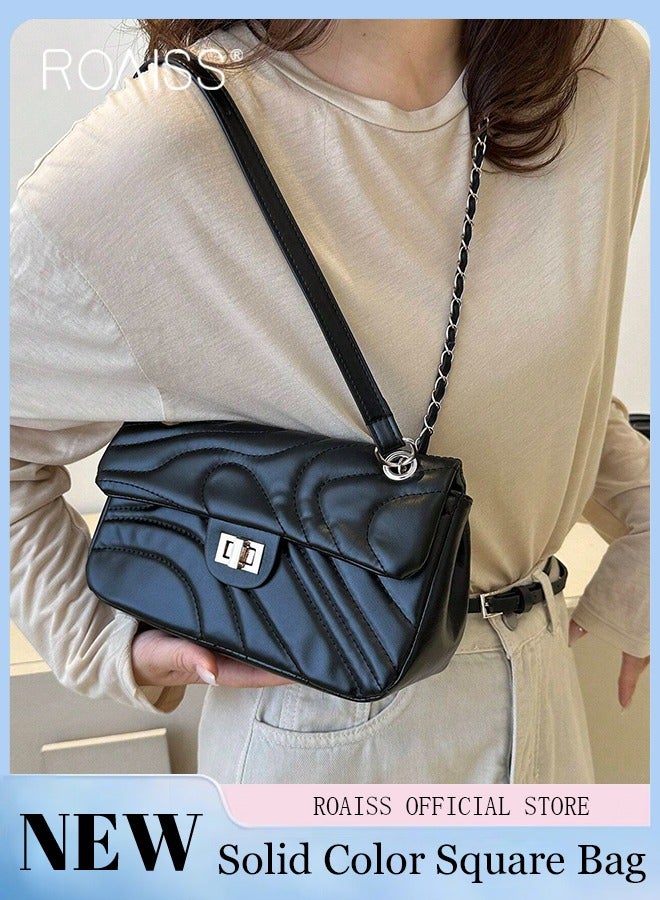 رويس حقيبة كروس بودي أنيقة للنساء، حقيبة كتف متعددة الاستخدامات مع قفل دوار وحزام سلسلة قابل للتعديل، حقيبة كروس بودي متعددة الوظائف، مثالية للاستخدام اليومي والعمل والمواعدة والأنشطة الخارجية - Image 1