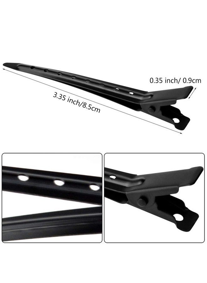 بانتوي 24 عبوة من مشابك منقار البط، مشابك شعر بانتوي المعدنية المقاومة للصدأ على شكل تمساح مقاس 3.35 بوصة مع فتحات لتصفيف الشعر وتلوينه، لون أسود - Image 3