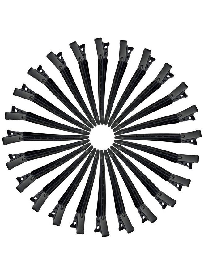 بانتوي 24 عبوة من مشابك منقار البط، مشابك شعر بانتوي المعدنية المقاومة للصدأ على شكل تمساح مقاس 3.35 بوصة مع فتحات لتصفيف الشعر وتلوينه، لون أسود - Image 2