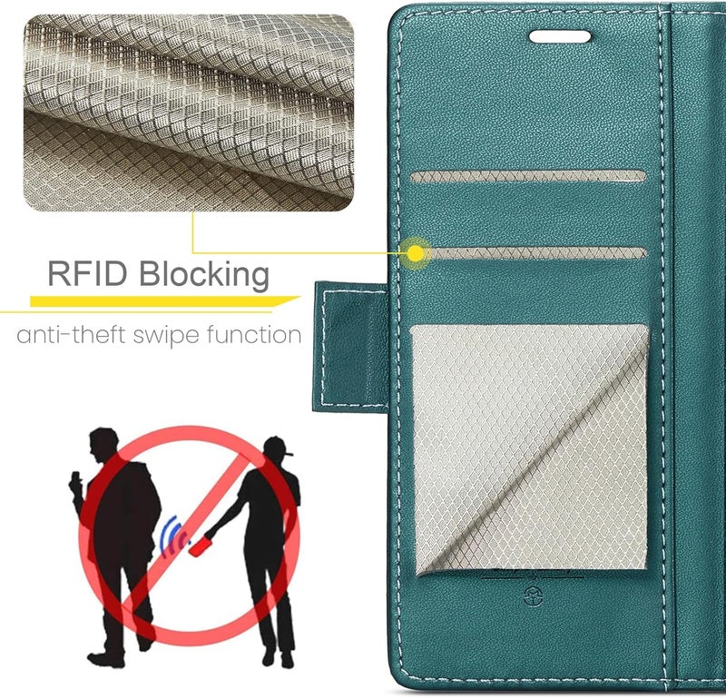 Rerzoiro Case for Samsung Galaxy A56 5G Case, Cover Premium PU Leather [RFID Blocking] Wallet Flip Folio Case with Card Holder and Magnetic Kickstand Cover for Samsung Galaxy A56,Turquoise - Image 2