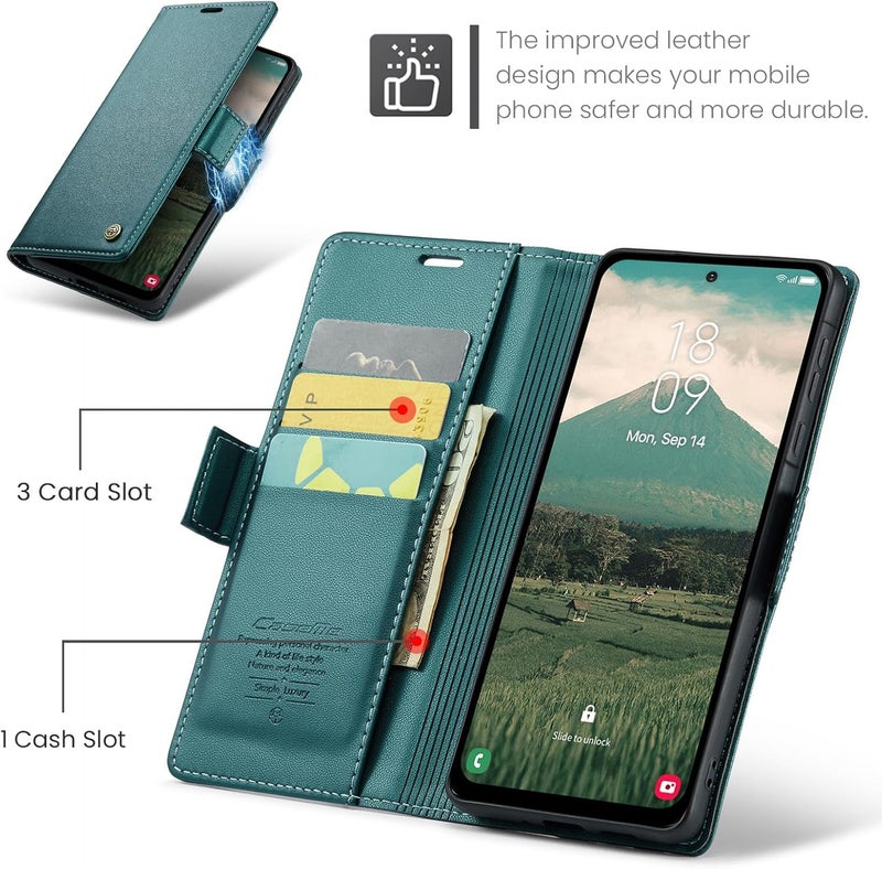 Rerzoiro Case for Samsung Galaxy A56 5G Case, Cover Premium PU Leather [RFID Blocking] Wallet Flip Folio Case with Card Holder and Magnetic Kickstand Cover for Samsung Galaxy A56,Turquoise - Image 3