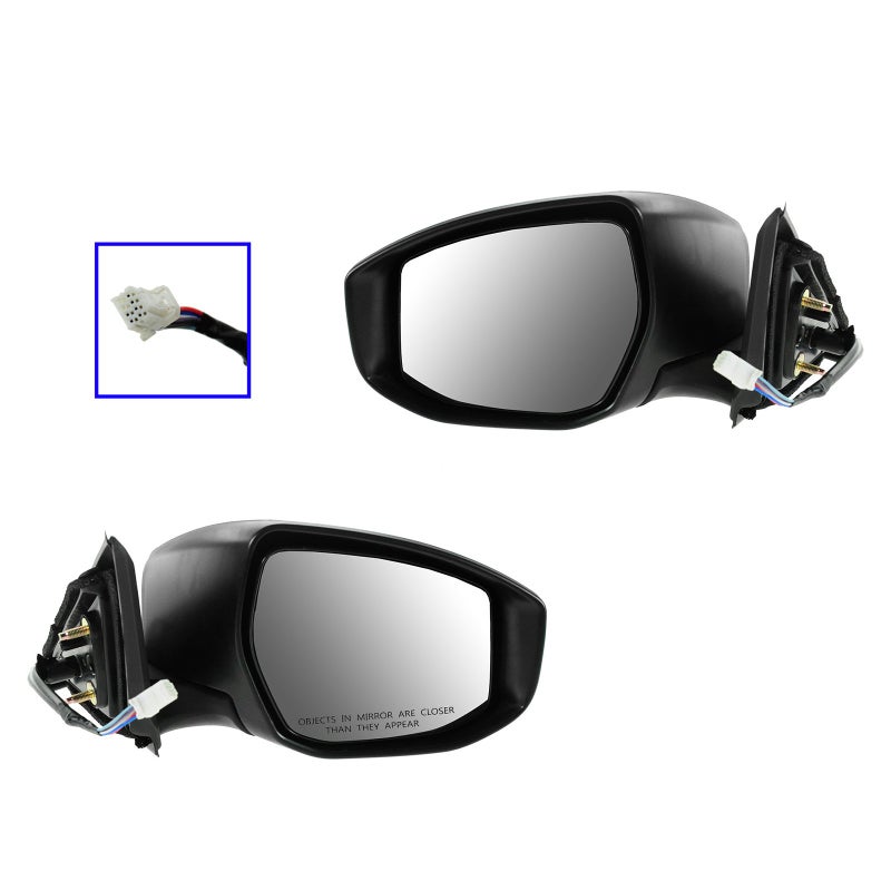 TRQ 2 Piece Driver and Passenger Side Mirror Assembly Set Electric Adjustment Heated No Memory Black Compatible with 20132018 Nissan Altima 2013 Sentra With Turn Signal NI1320225 NI1320237 NI1321225
