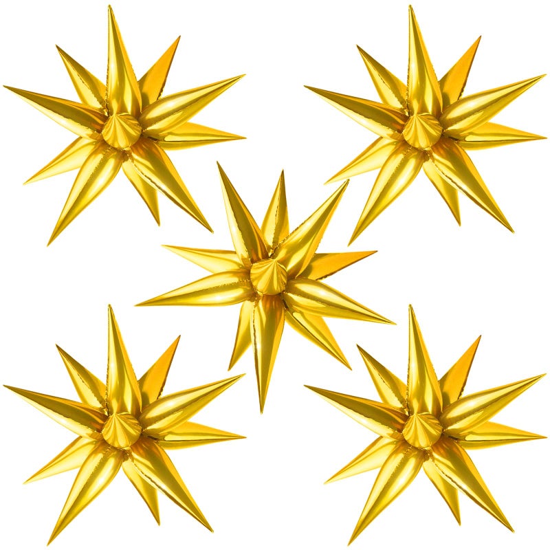 Moukiween 60 PCS Gold Star Foil Balloons 12 Point Cone Explosion Star Foil Balloons for Birthday Wedding Graduation Ceremony and Anniversary Backdrop Gold - Image 2