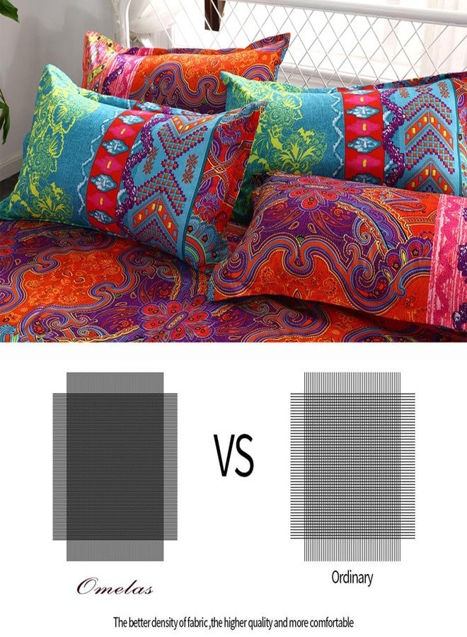 Nayoroom Omelas 2 Pack Bohemian Pillowcase Standard Queen Size for Hair and Skin Boho Colorful Floral Striped Pillow Shams with Evenlop Closure Super Soft Breathable 120gsm Brushed Microfiber - Image 4