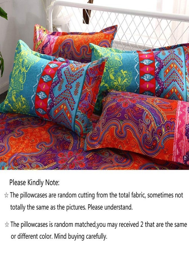 Nayoroom Omelas 2 Pack Bohemian Pillowcase Standard Queen Size for Hair and Skin Boho Colorful Floral Striped Pillow Shams with Evenlop Closure Super Soft Breathable 120gsm Brushed Microfiber - Image 5