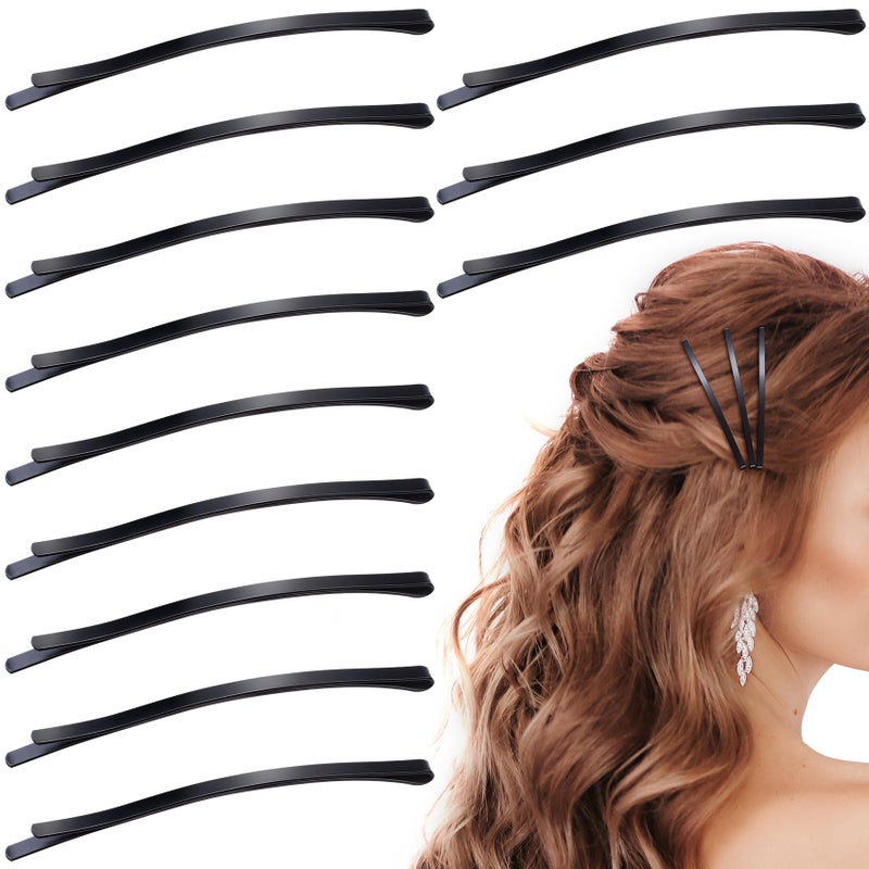 Winsyison 12pcs Jumbo Bobby Pins Metal Curved Hair Pins for Women NonSlip Hair Clips Accessories for Thick Thin Fine Curly Straight Long Short Hairstyles Black - Image 3