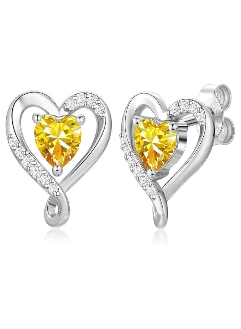 Zifeel Earrings for Women - S925 Sterling Silver Birthstone Heart Studs Earring for Girlfriend, Wife – Anniversary, Birthday ,Valentines Day, Mother’s Day, Gifts Jewellery for Women. - Image 1