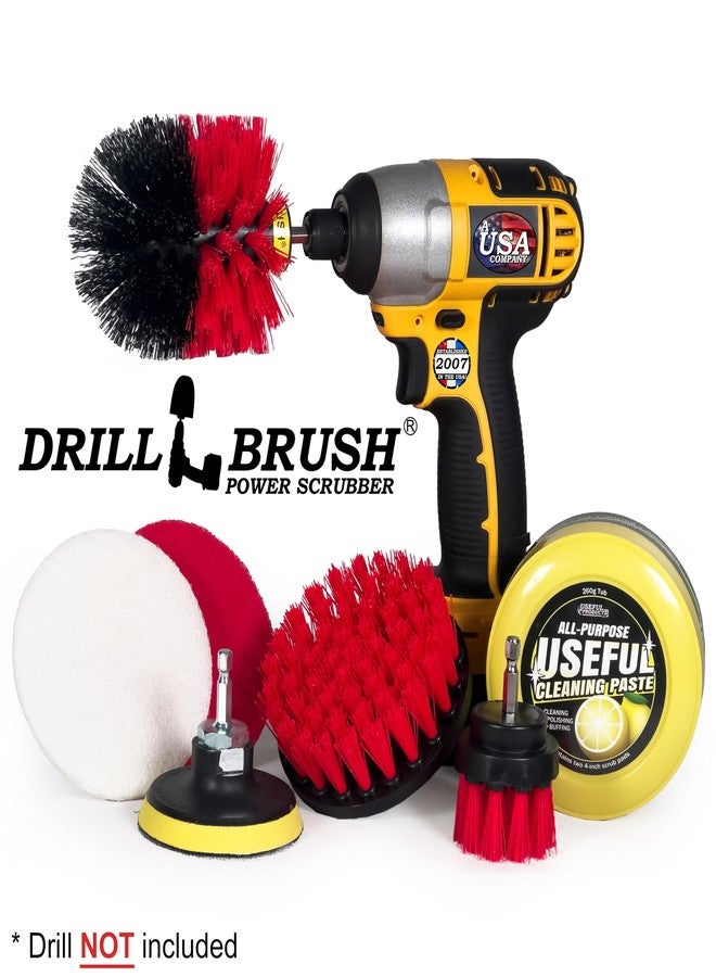 Drillbrush Heavy Duty Nylon Bristle Brush Cleaning Supplies with All Purpose Cleaner Paste, Lemon Lime Scented - Ideal for Deck, Patio, Home Siding, Outdoor Tile, Garage, Stainless Steel - Masonry Scrub Brush - Image 5