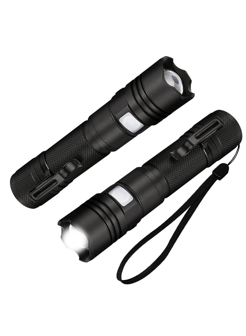 SYOSI Led Rechargeable Flashlight, Super Bight Handheld Flashlights with 5 Modes, 2 Packs Zoomable Torch Light Prepare Emergency for Outdoor Camping Power Cut Safety [Energy Class A+++]  - Image 1