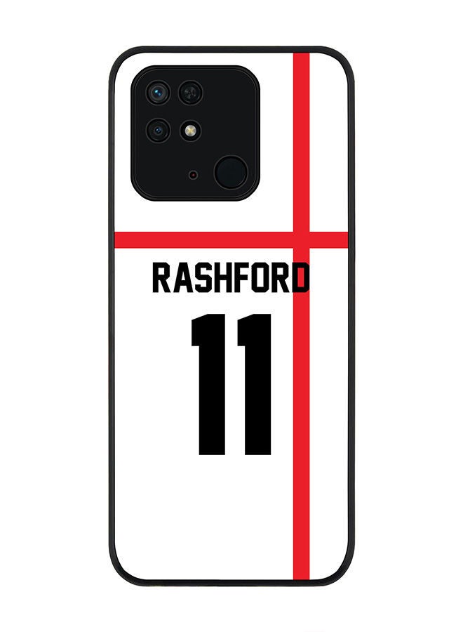 Stylizedd Rugged Black edge case for Redmi 10C 4G  Slim fit Soft Case Flexible Rubber Edges Anti Drop TPU Gel Thin Cover - Football Team - England Player Name - Rashford - Image 1