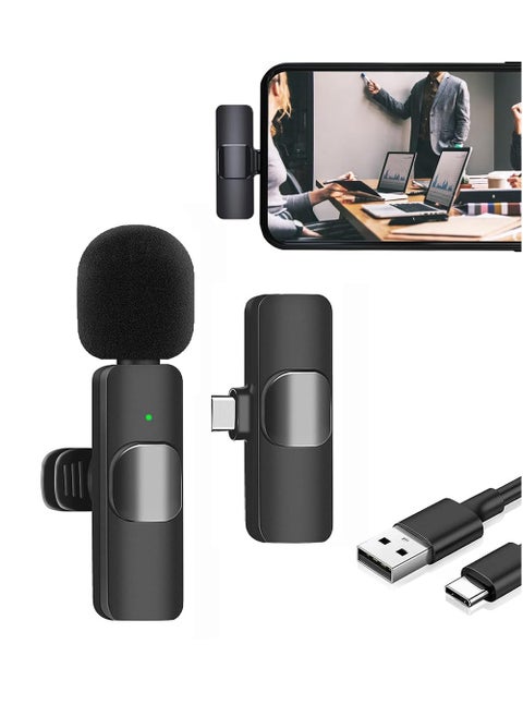 Wireless Lavalier Microphone for Smartphones – Auto-Pair, Noise Reduction, Plug & Play, 360° Pickup, 65Ft Range – Ideal for Vlogging, Zoom, YouTube, TikTok