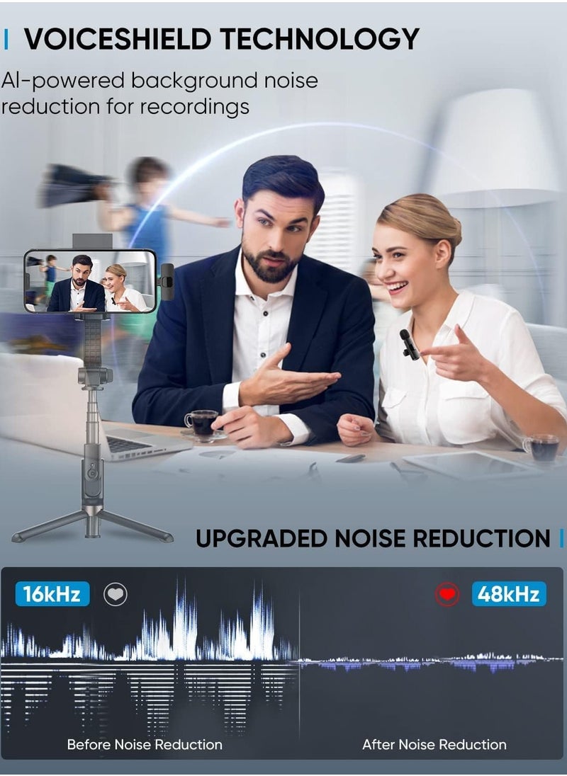 Wireless Lavalier Microphone for Smartphones – Auto-Pair, Noise Reduction, Plug & Play, 360° Pickup, 65Ft Range – Ideal for Vlogging, Zoom, YouTube, TikTok