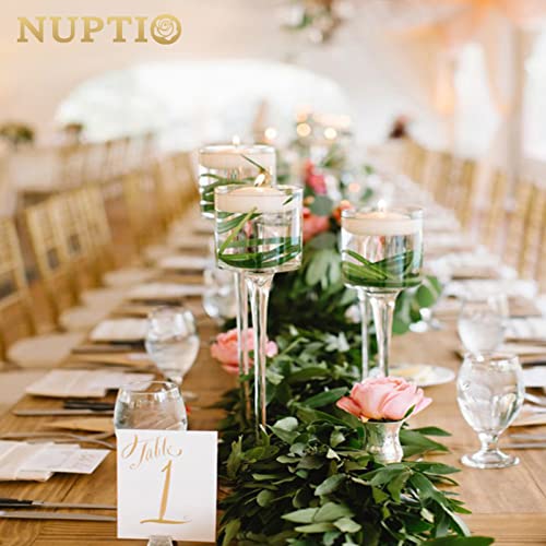 NUPTIO Tealight Candle Holders Glass: Set of 3 Long Stemmed Candle Stands for Dinner Table Centerpiece - Monet Candleholders Pillar Floating Candles - Image 5