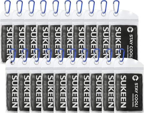 Sukeen Cooling Towel 20 Pack (40"x12") Ice Towel,Bulk Breathable Chilly Twoles,Microfiber Towel for Neck Face for Yoga,Sport,Running,Gym,Workout,Camping,Fitness,Travel & More Activities, Black - Image 1