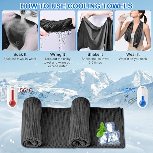 Sukeen Cooling Towel 20 Pack (40"x12") Ice Towel,Bulk Breathable Chilly Twoles,Microfiber Towel for Neck Face for Yoga,Sport,Running,Gym,Workout,Camping,Fitness,Travel & More Activities, Black - Image 3