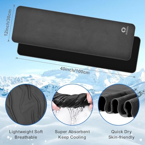 Sukeen Cooling Towel 20 Pack (40"x12") Ice Towel,Bulk Breathable Chilly Twoles,Microfiber Towel for Neck Face for Yoga,Sport,Running,Gym,Workout,Camping,Fitness,Travel & More Activities, Black - Image 2