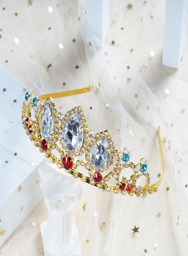 HEIKLN Princess Crown Crystal Tiara Sparkle Gold Crown Halloween Cosplay Hair Accessories Tiara Wedding Tiara for Women Sweet Birthday Gifts - Image 4