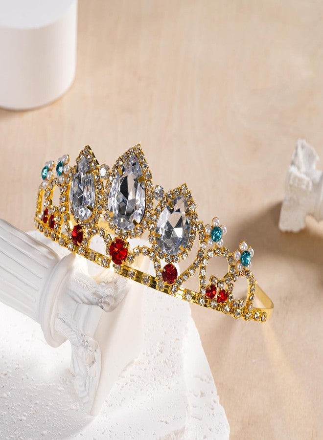 HEIKLN Princess Crown Crystal Tiara Sparkle Gold Crown Halloween Cosplay Hair Accessories Tiara Wedding Tiara for Women Sweet Birthday Gifts - Image 2