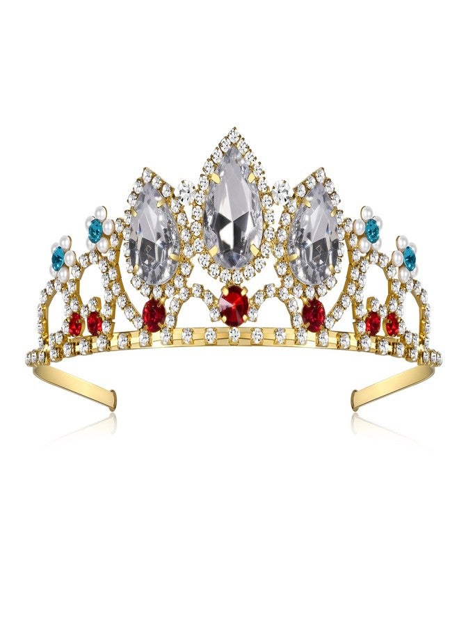 HEIKLN Princess Crown Crystal Tiara Sparkle Gold Crown Halloween Cosplay Hair Accessories Tiara Wedding Tiara for Women Sweet Birthday Gifts - Image 1