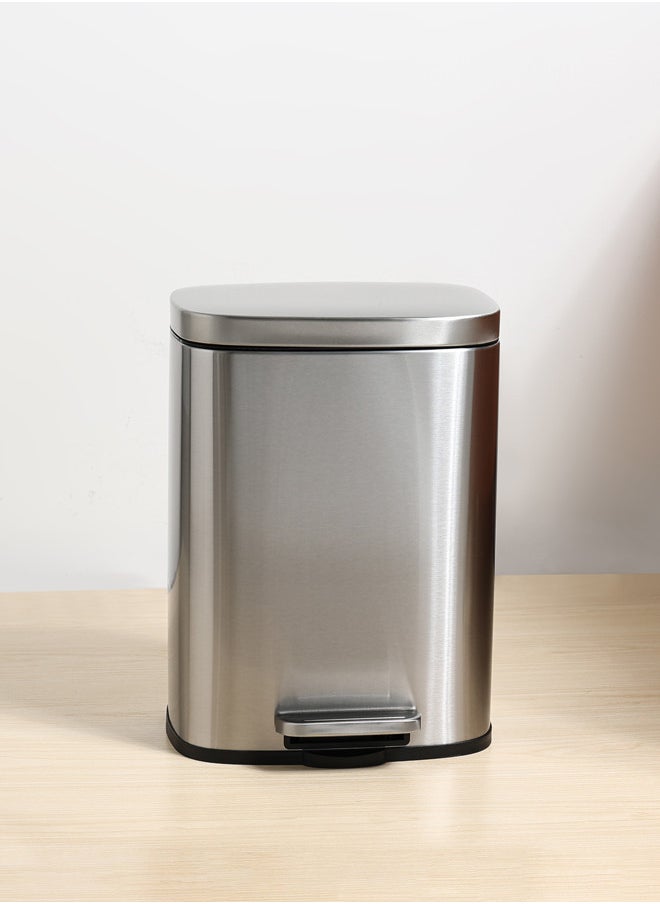 Trust - Stainless Steel Trash Bin 5L Silver Anti-Fingerprint & Soft Close Lid - Image 1